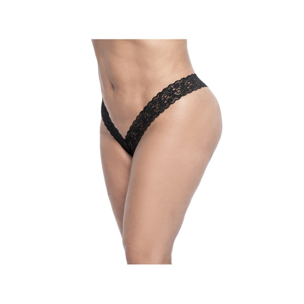 String brésilien en dentelle noir grande taille 